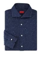 Isaia Speckled Cotton Dress Shirt