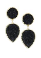 Nest Black Druzy & 24k Goldplated Clip-on Earrings