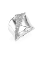 Ippolita Stardust Sterling Silver & Diamond Folded Pave Ribbon Ring