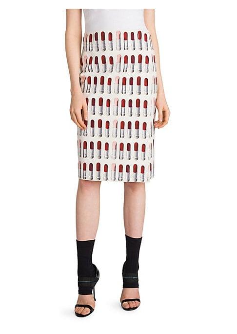 Prada Lipstick Print Cotton Wrap Skirt