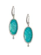Meira T Blue Amazonite, Diamond & 14k White Gold Drop Earrings