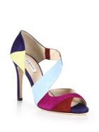 Lk Bennett Leona Asymmetrical Colorblock Suede Sandals