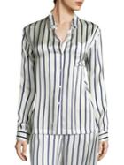 Asceno Striped Silk Pajama Top