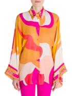 Emilio Pucci Graphic Print Silk Kimono Blouse