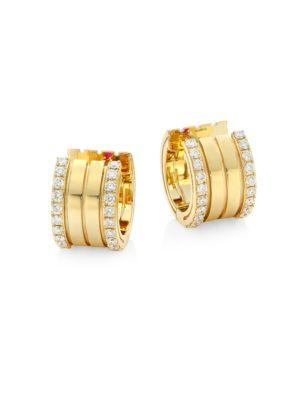 Roberto Coin Portofino Diamond & 18k Yellow Gold Hoop Earrings