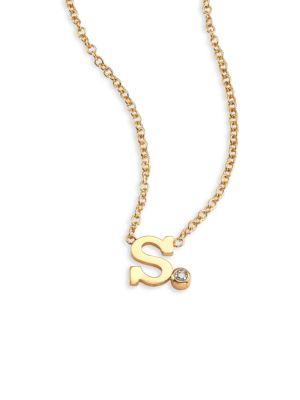 Zoe Chicco Diamond & 14k Yellow Gold Initial Pendant Necklace