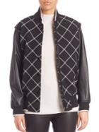 Rag & Bone Edith Leather Sleeve Varsity Jacket