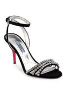 Prada Jeweled Suede Ankle-strap Sandals