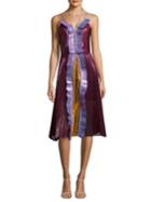 Delfi Collective Gwen Pleated Metallic Lace-up Dress