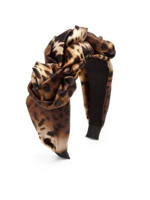 Jennifer Behr Rosette Leopard-print Silk Headband