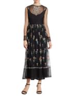 Red Valentino Point D'esprit Embroidered Maxi Dress