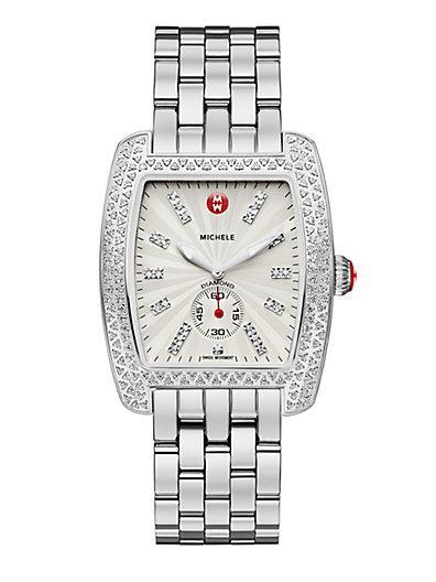 Michele Watches Urban Diamond & Stainless Steel Bracelet Watch