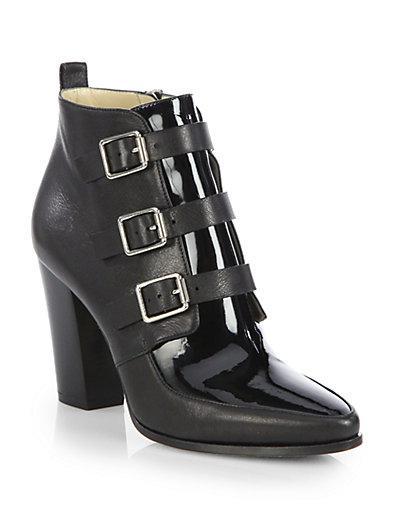 Jimmy Choo Hutch Leather Buckle Ankle Boots
