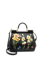 Dolce & Gabbana Sicily Floral Leather Top Handle Bag