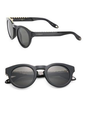 Givenchy 48mm Round Acetate Mirrored Sunglasses