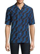 Salvatore Ferragamo Wave-print Silk Casual Button-down Shirt