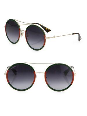 Gucci 56mm Tortoise Round Sunglasses