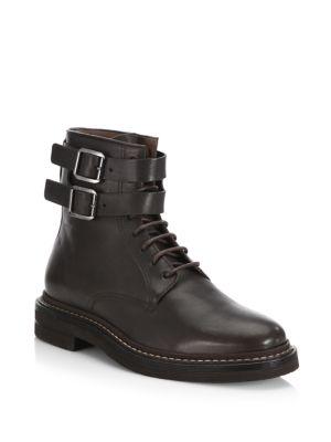Brunello Cucinelli Double Buckle Leather Boots