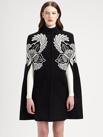 Stella Mccartney Embroidered Wool Cape