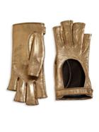 Gucci Donna Metallic Leather Fingerless Gloves