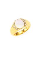 Astley Clarke 18k Goldplated Mother-of-pearl & White Sapphire Signet Ring