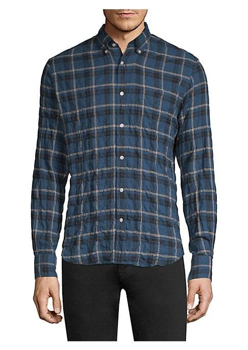 Officine Generale Crinkle Check Button-down Shirt