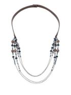 Peserico Multi-strand Beaded & Leather Necklace