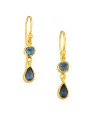 Gurhan Element Hue 24k Gold Blue Topaz Drop Earrings