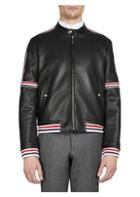 Thom Browne Elastic Stripe Seamed Leather Jacket