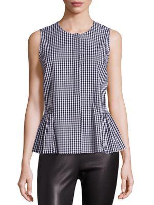 Saks Fifth Avenue Collection Checked Ruffled Hem Blouse