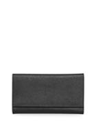 Tde Saffiano Leather Half-zip Wallet
