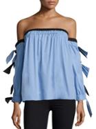 Milly Blythe Tie-sleeve Off-the-shoulder Top