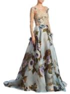 Marchesa Silk Floral Gown