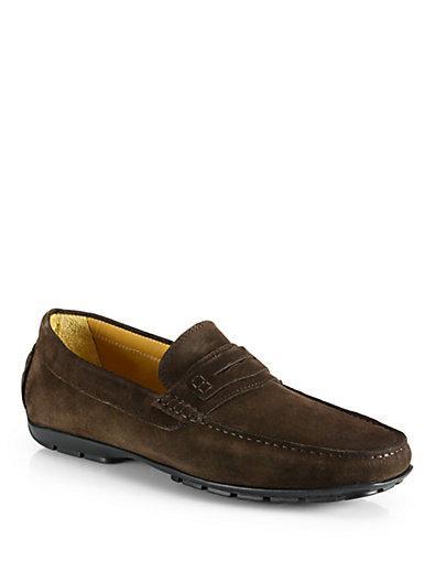 Saks Fifth Avenue Collection Suede Penny Drivers