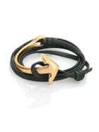 Miansai Goldplated Anchor Half-cuff Leather Bracelet