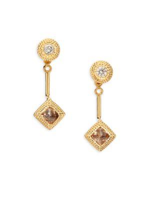 De Beers Talisman Essence Diamond & 18k Yellow Gold Drop Earrings