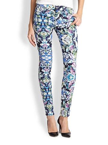 7 For All Mankind Kaleidoscopic Printed Skinny Jeans