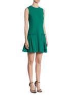 Oscar De La Renta Wool Pleated Dress