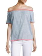 Joie Soft Joie Mikina Striped Off-the-shoulder Top