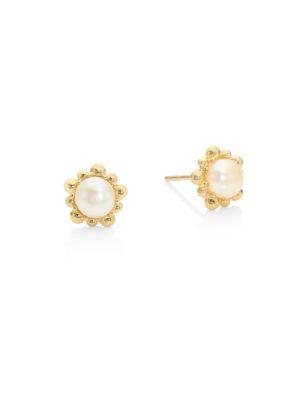 Anzie Dew Drop 5mm White Pearl Stud Earrings