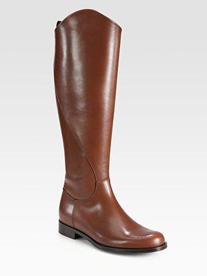 Leather Flat Knee-high Riding Boots