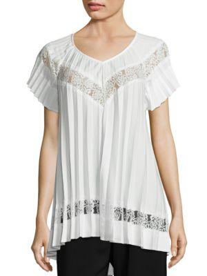 Zimmermann Winsome Sunray Pleated Lace Inset Top