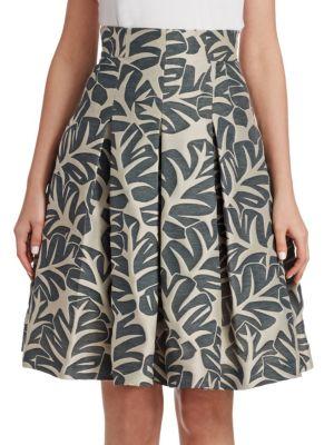 Akris Punto Tropical Leaf Jacquard Skirt