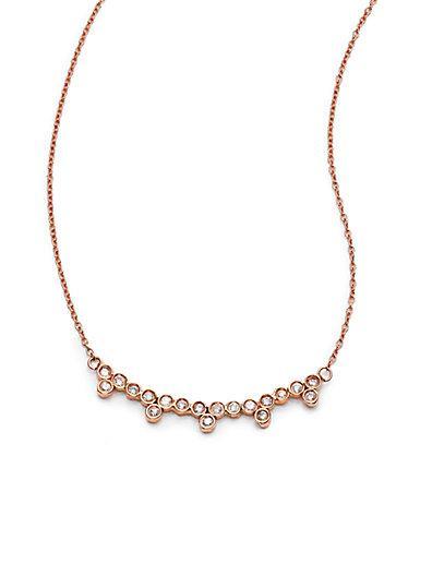 Jacquie Aiche Diamond & 14k Rose Gold Multi-bezel Necklace