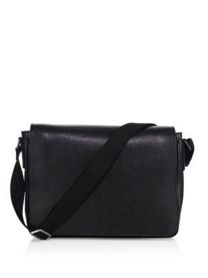 Giorgio Armani Solid Leather Messenger Bag