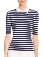 Michael Kors Collection Striped Elbow-sleeve Polo