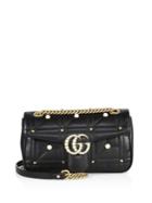 Gucci Small Gg Marmont Studded Matelasse Leather Chain Shoulder Bag