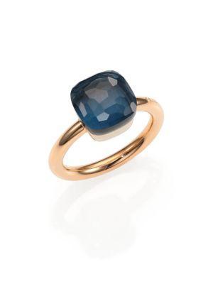 Pomellato Nudo London Blue Topaz & 18k Rose Gold Ring
