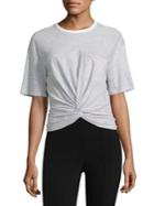 T By Alexander Wang Twist Front Striped Cotton Jersey Tee