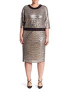 Abs, Plus Size Plus Domanin Sleeve Fitted Sequin Dress